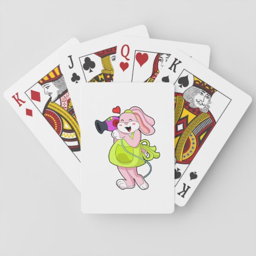 Rabbit as Hairdresser with Hairdryer Playing Cards