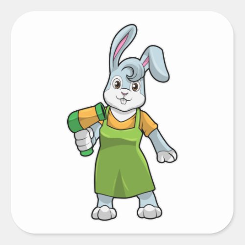 Rabbit as Hairdresser with Hairdryer Square Sticker