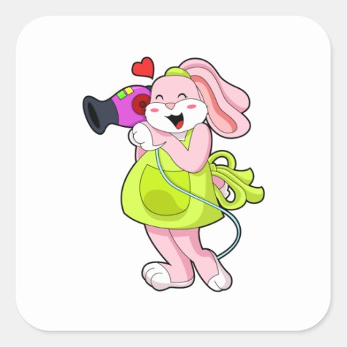 Rabbit as Hairdresser with Hairdryer Square Sticker