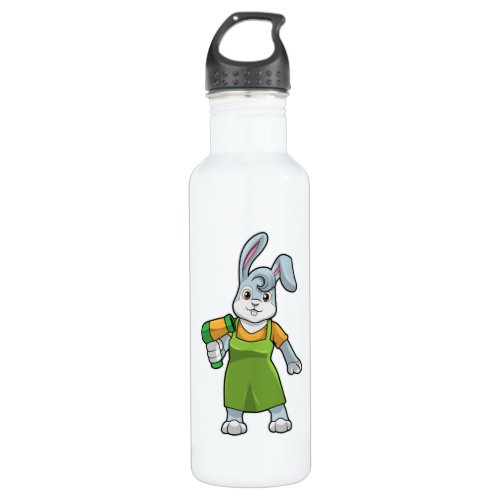 Rabbit as Hairdresser with Hairdryer Stainless Steel Water Bottle