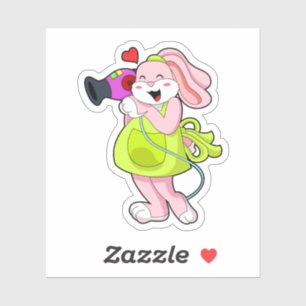 Rabbit as Hairdresser with Hairdryer Sticker