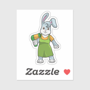 Rabbit as Hairdresser with Hairdryer Sticker