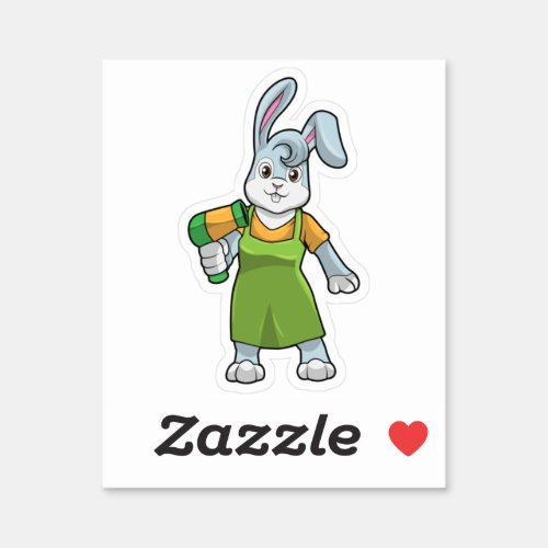 Rabbit as Hairdresser with Hairdryer Sticker