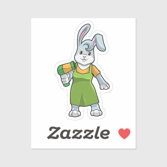 Rabbit as Hairdresser with Hairdryer Sticker (Sheet)