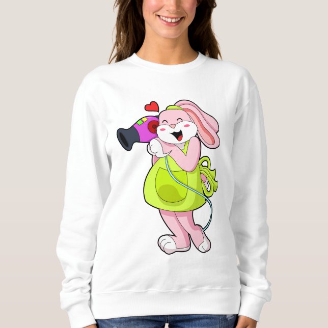 Rabbit as Hairdresser with Hairdryer Sweatshirt (Front)