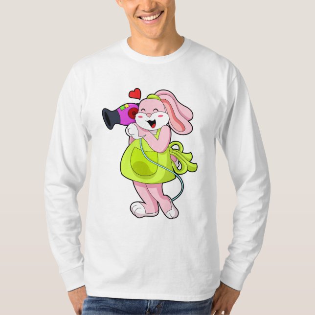 Rabbit as Hairdresser with Hairdryer T-Shirt (Front)