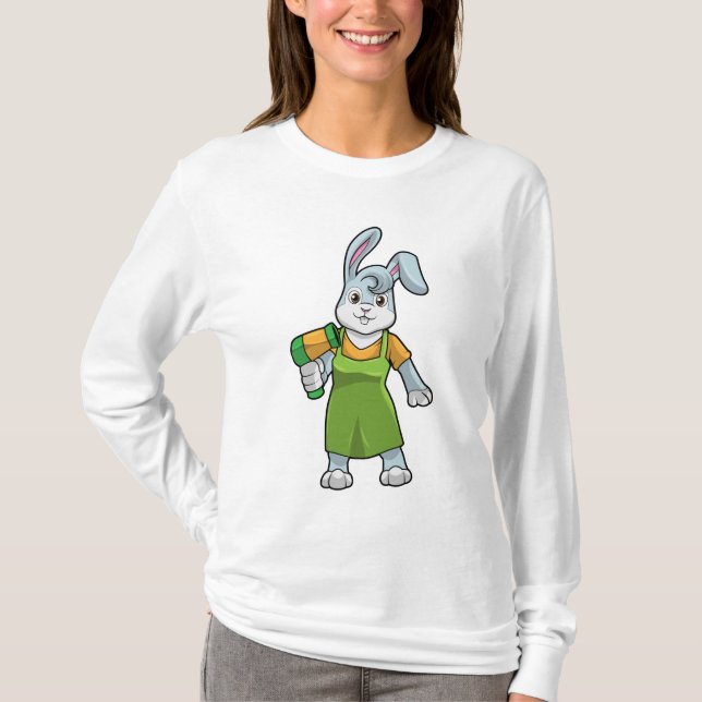 Rabbit as Hairdresser with Hairdryer T-Shirt (Front)