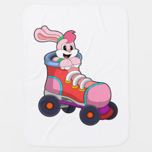Rabbit as Inline Skater with Inline Skates Baby Blanket