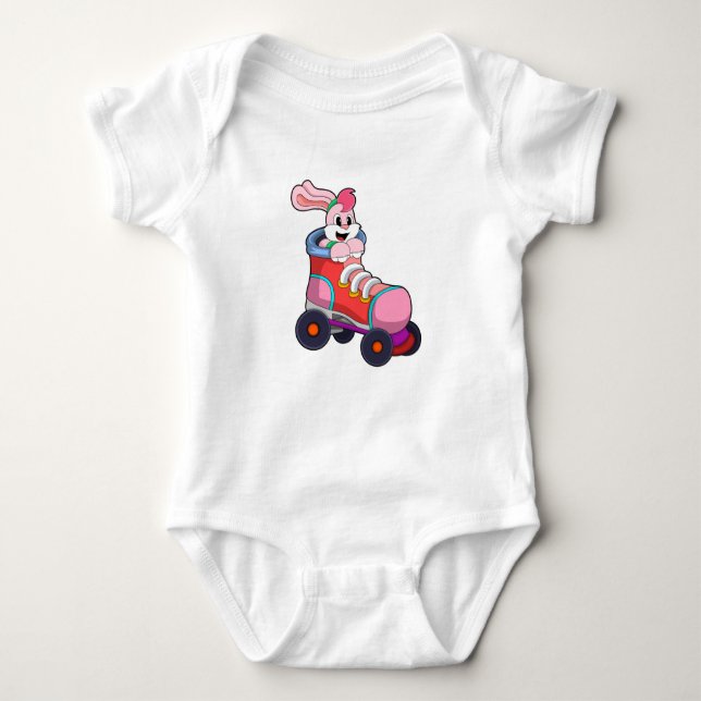 Rabbit as Inline Skater with Inline Skates Baby Bodysuit (Front)