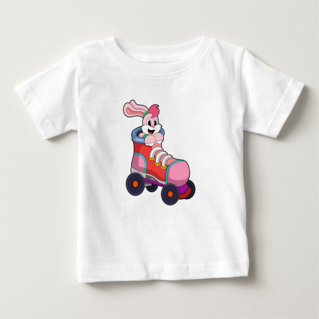 Rabbit as Inline Skater with Inline Skates Baby T-Shirt (Front)