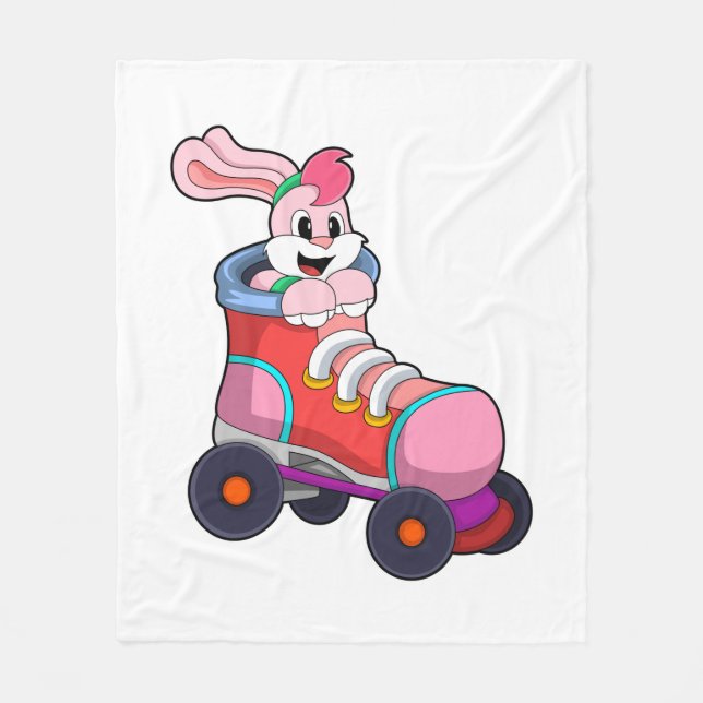 Rabbit as Inline Skater with Inline Skates Fleece Blanket (Front)