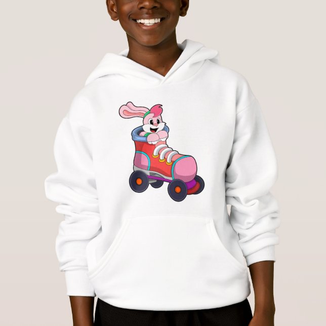 Rabbit as Inline Skater with Inline Skates Hoodie (Front)