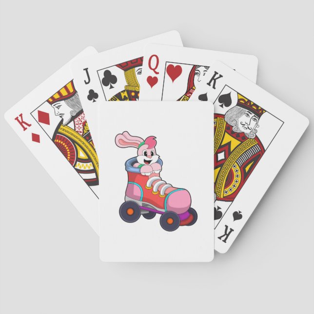 Rabbit as Inline Skater with Inline Skates Poker Cards (Back)