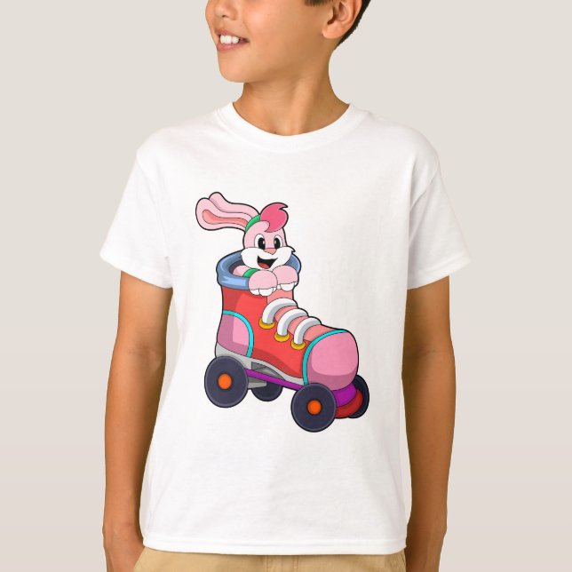 Rabbit as Inline Skater with Inline Skates T-Shirt (Front)