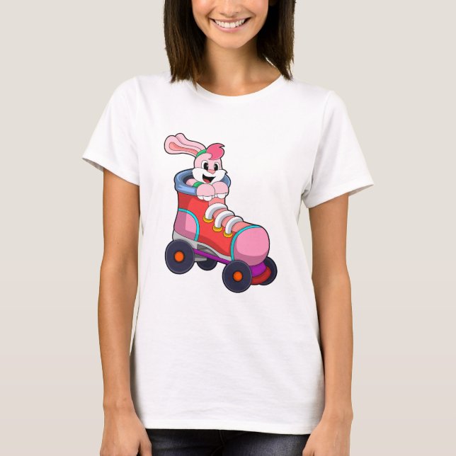 Rabbit as Inline Skater with Inline Skates T-Shirt (Front)