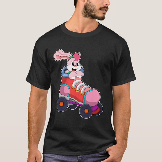 Rabbit as Inline Skater with Inline Skates T-Shirt (Front)