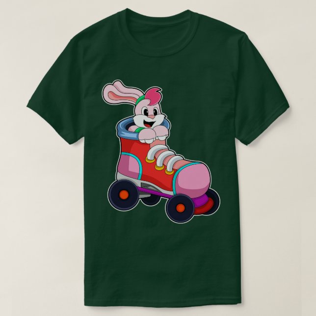 Rabbit as Inline Skater with Inline Skates T-Shirt (Design Front)