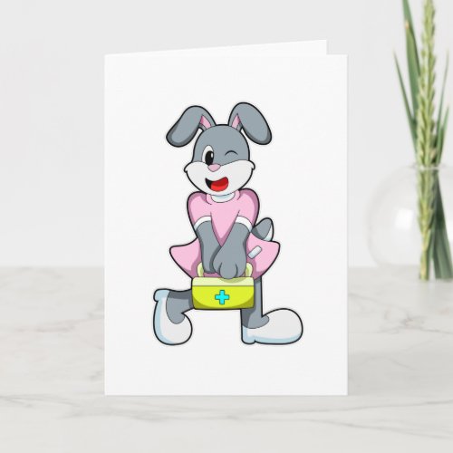 Rabbit as Medic with First aid kit Card