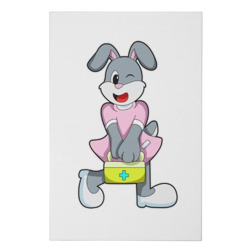 Rabbit as Medic with First aid kit Faux Canvas Print
