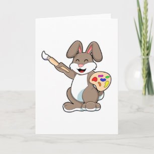 Rabbit as Painter with Brush & Paint Card