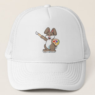 Rabbit as Painter with Brush & Paint Trucker Hat