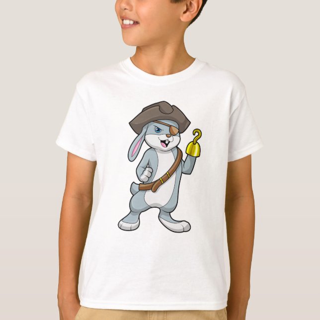 Rabbit as Pirate with Hook hand & Pirate hat T-Shirt (Front)
