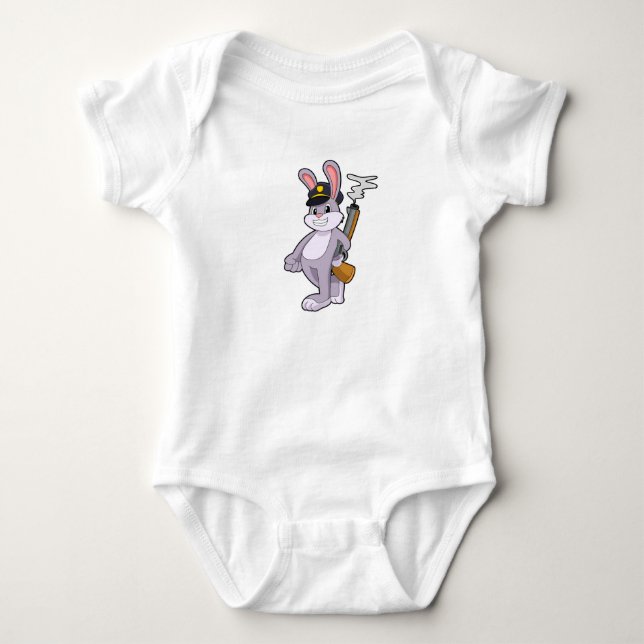 Rabbit as Police officer with Police hat Baby Bodysuit (Front)