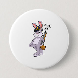 Rabbit as Police officer with Police hat Button