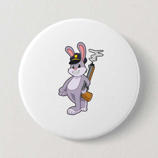 Rabbit as Police officer with Police hat Button (Front)