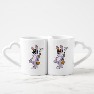 Rabbit as Police officer with Police hat Coffee Mug Set