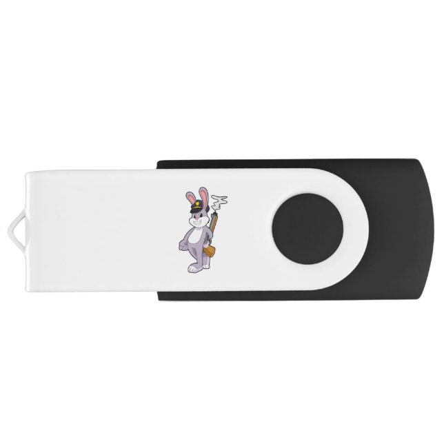 Rabbit as Police officer with Police hat Flash Drive (Back)