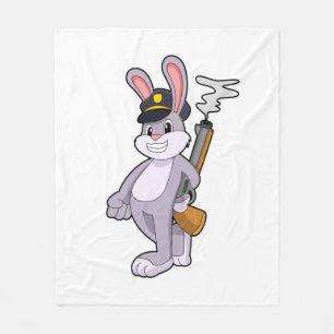 Rabbit as Police officer with Police hat Fleece Blanket