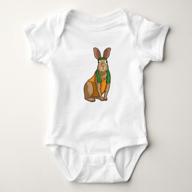 Rabbit as Runner with Towel Baby Bodysuit (Front)