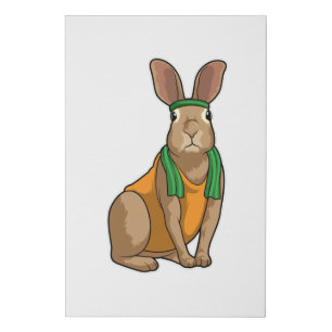 Rabbit as Runner with Towel Faux Canvas Print