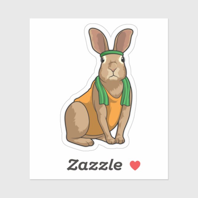 Rabbit as Runner with Towel Sticker (Sheet)