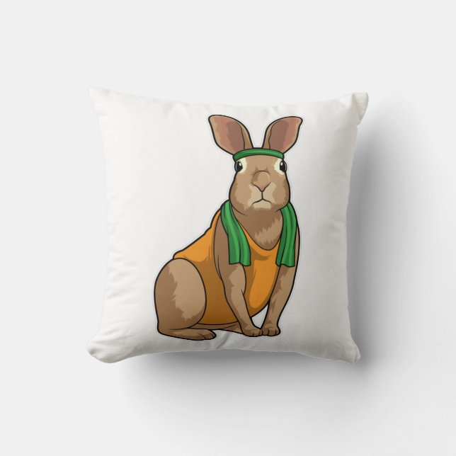 Rabbit as Runner with Towel Throw Pillow (Front)