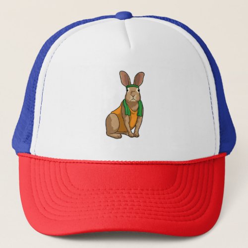 Rabbit as Runner with Towel Trucker Hat