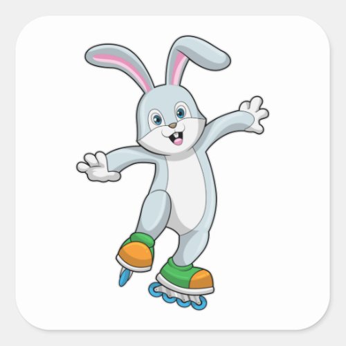 Rabbit as Skater with Inline skates Square Sticker