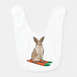 Rabbit as Skier with Ski Baby Bib