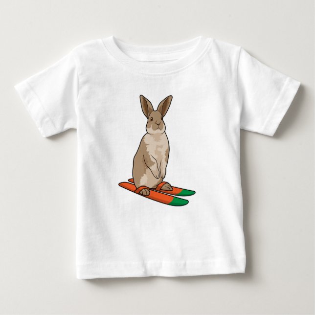 Rabbit as Skier with Ski Baby T-Shirt (Front)