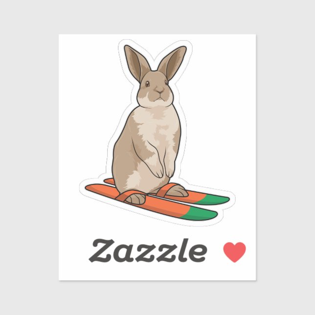 Rabbit as Skier with Ski Sticker (Sheet)
