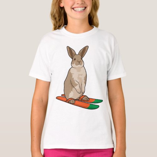 Rabbit as Skier with Ski T_Shirt