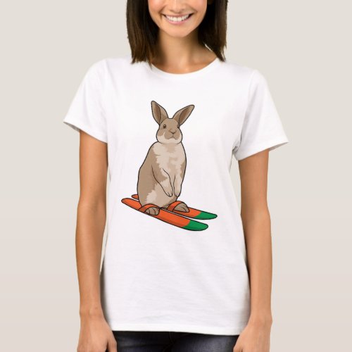 Rabbit as Skier with Ski T_Shirt