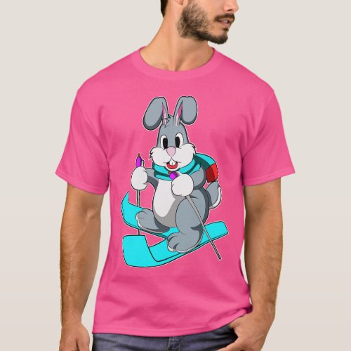 Rabbit as Skier with Skis T_Shirt
