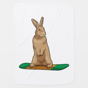 Rabbit as Snowboarder with Snowboard Baby Blanket