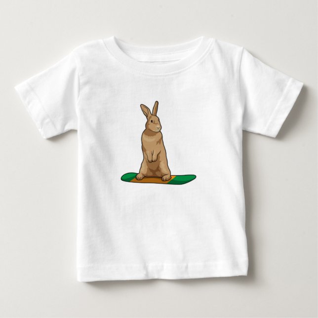 Rabbit as Snowboarder with Snowboard Baby T-Shirt (Front)