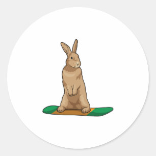 Rabbit as Snowboarder with Snowboard Classic Round Sticker