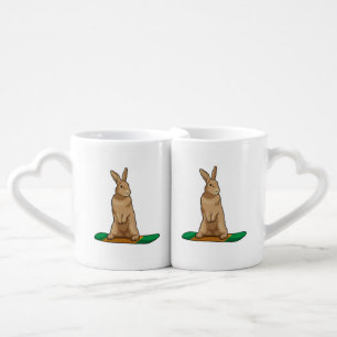 Rabbit as Snowboarder with Snowboard Coffee Mug Set