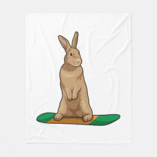 Rabbit as Snowboarder with Snowboard Fleece Blanket