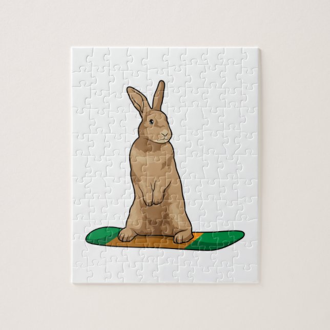 Rabbit as Snowboarder with Snowboard Jigsaw Puzzle (Vertical)